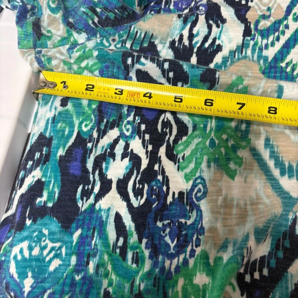 Chico’s Rayon Spandex Mediteranea Hi-Low Top in Iced Turq Multicolor - Picture 6 of 9